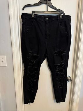 American Eagle Outfitters Black Distressed Skinny Jeans
